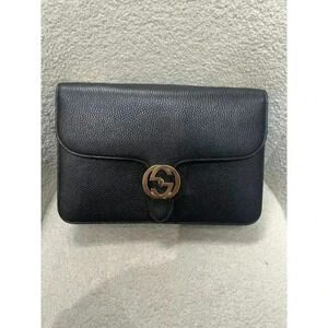 Gucci Interlocking GG Black Leather Chain Bag - Excellent Condition